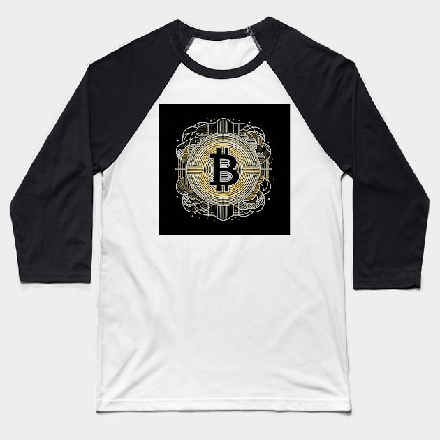 Aureate Cipher: The Gilded Bitcoin Enigma Baseball T-Shirt by heartyARTworks